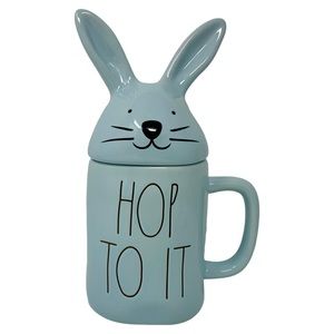 Rae Dunn Blue Hop to It Easter Mug